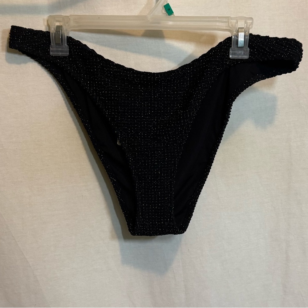 AA-515 Aerie NWT PLUS SIZE XXL Cheeky Black & Gold Metallic‎ Bikini Bottoms